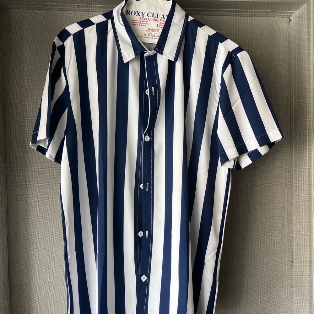 Men’s blue and white striped shirts